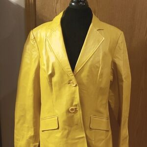 Metrostyle yellow leather jacket blazer nwot